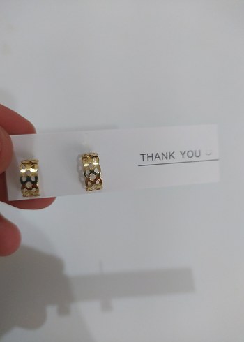 Zincir Detaylı Mini Altın Küpe