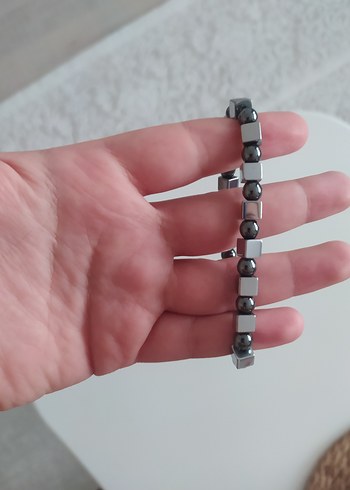 Gri Minimalist Boncuklu erkek Bileklik