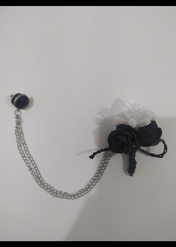 Siyah İpek Görünümlü Damat Papyonu ve Aksesuar Seti - Görsel 5