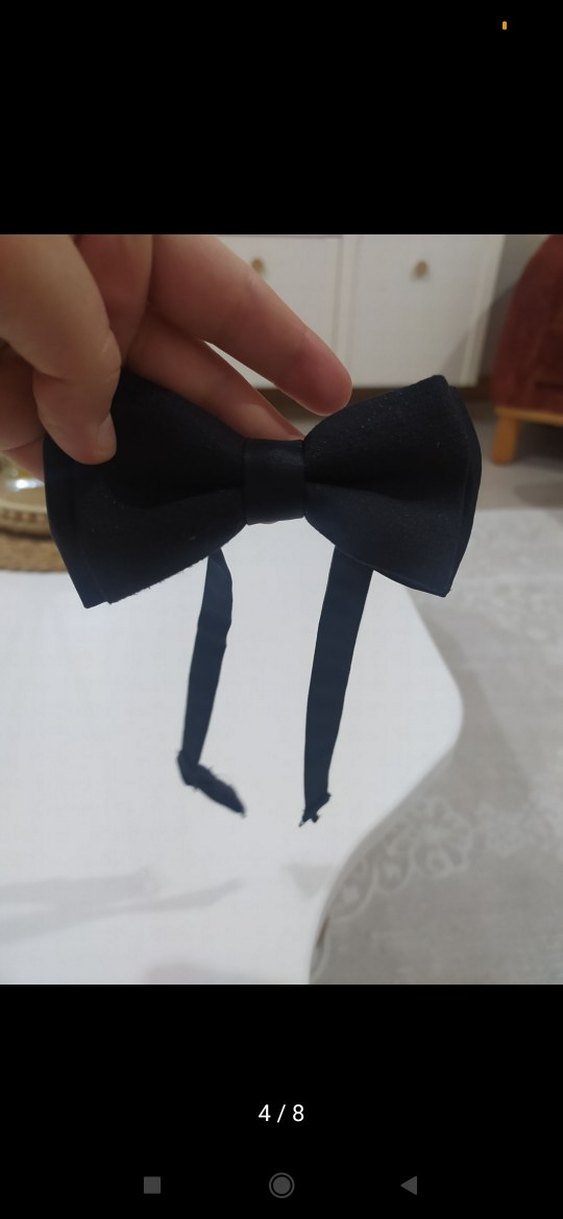 Siyah İpek Görünümlü Damat Papyonu ve Aksesuar Seti - Görsel 3