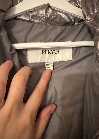 36 Beden gri Renk Gri Deri Kadın Kışlık Mont Kürklü Kapüşonlu