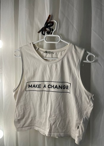 Beyaz Baskılı Kadın Kolsuz Tişört - Görsel 3