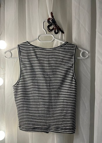 Fermuarlı Zebra Desenli Kısa Triko Yelek - Görsel 2