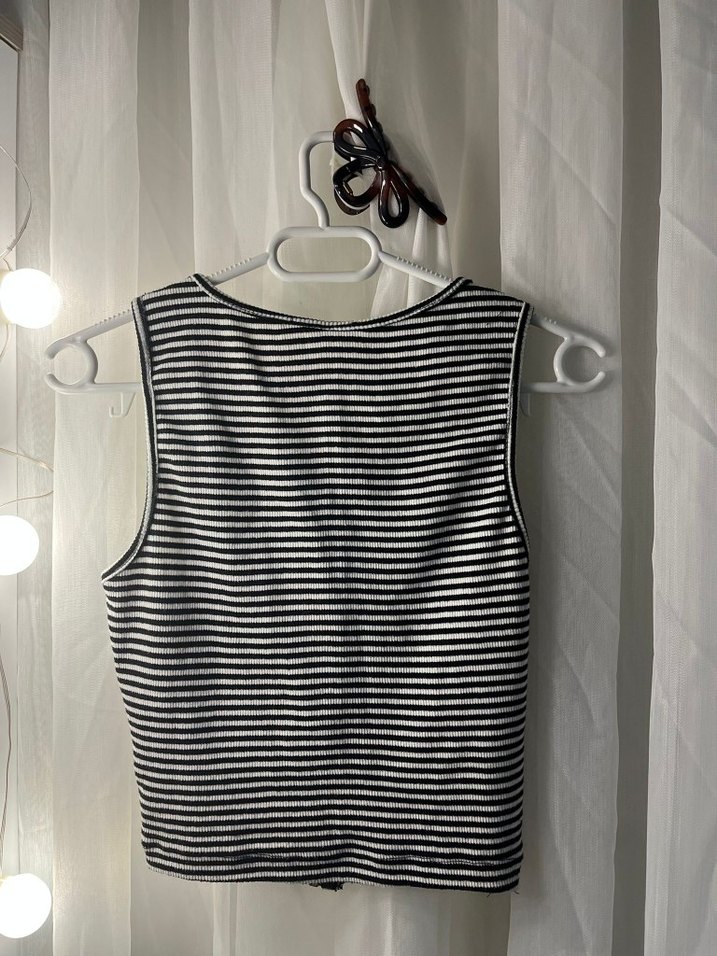 Fermuarlı Zebra Desenli Kısa Triko Yelek - Görsel 2