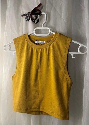 Sarı Leopar Desenli Crop Top - Görsel 3