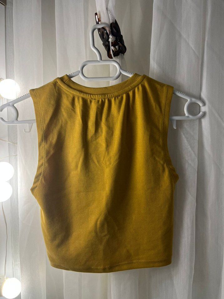 Sarı Leopar Desenli Crop Top - Görsel 2