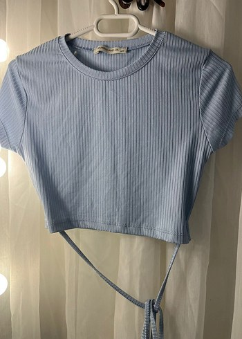 Kadın Gri Triko Crop Top - Görsel 2