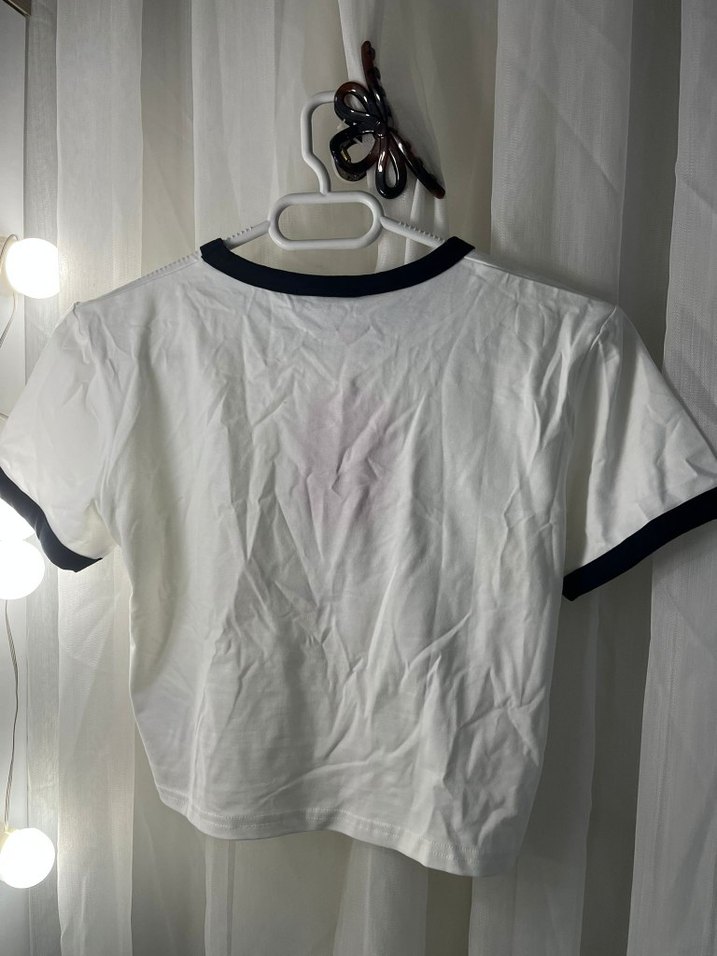 Baskılı Beyaz Kısa Kollu Rock Punk Tişört - Görsel 2