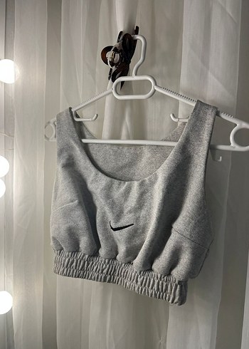 Gri Kadın Crop Top, İnce Kesim, Kolsuz - Görsel 2