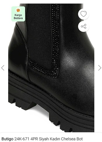 Siyah Deri Chelsea Bot, Kalın Topuklu - Görsel 2