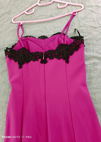 Siyah Dantelli Mor Uzun Abiye Elbise - Görsel 3