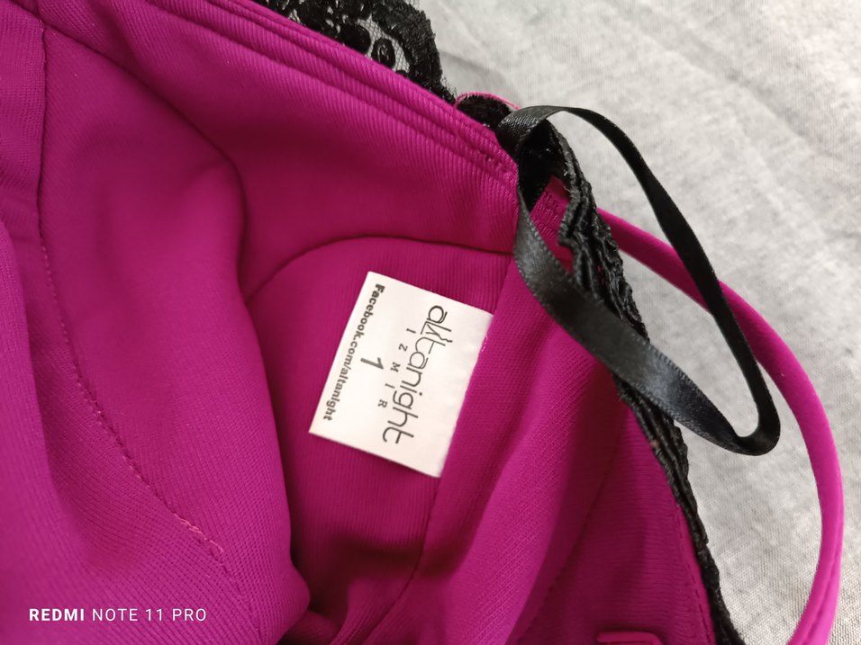 Siyah Dantelli Mor Uzun Abiye Elbise - Görsel 2