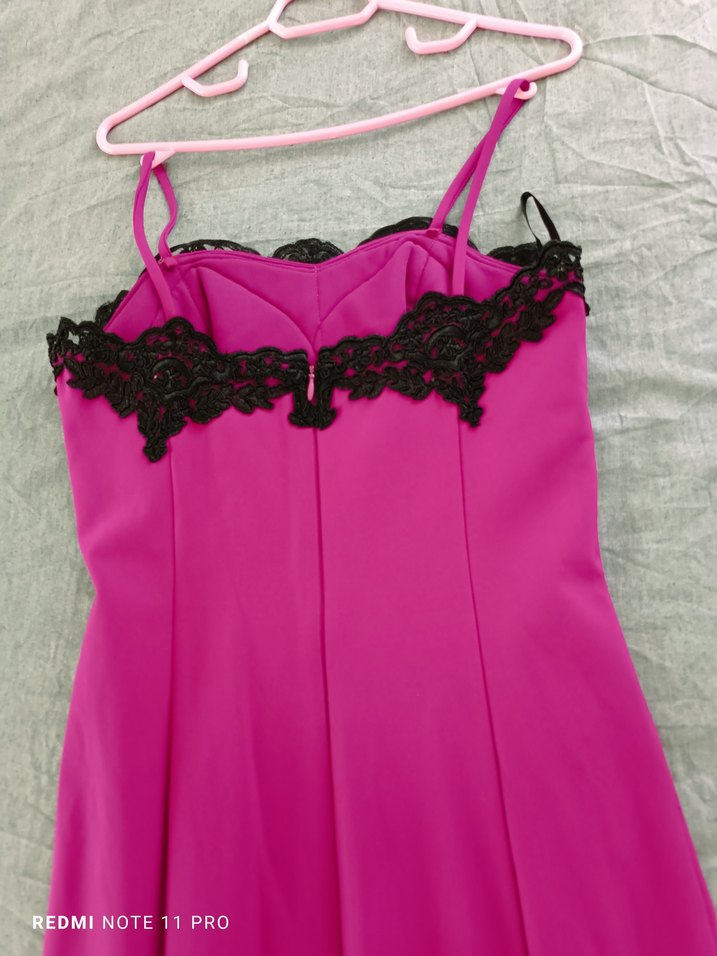 Siyah Dantelli Mor Uzun Abiye Elbise - Görsel 3