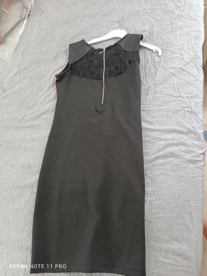 Kırmızı Siyah Straplez Uzun Gotik Elbise - Görsel 2