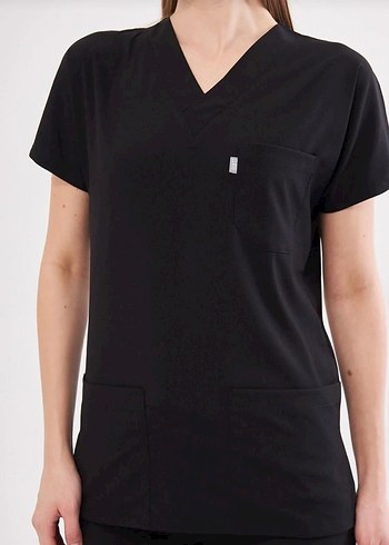 Siyah V Yaka Hastane Üniforma - Görsel 2