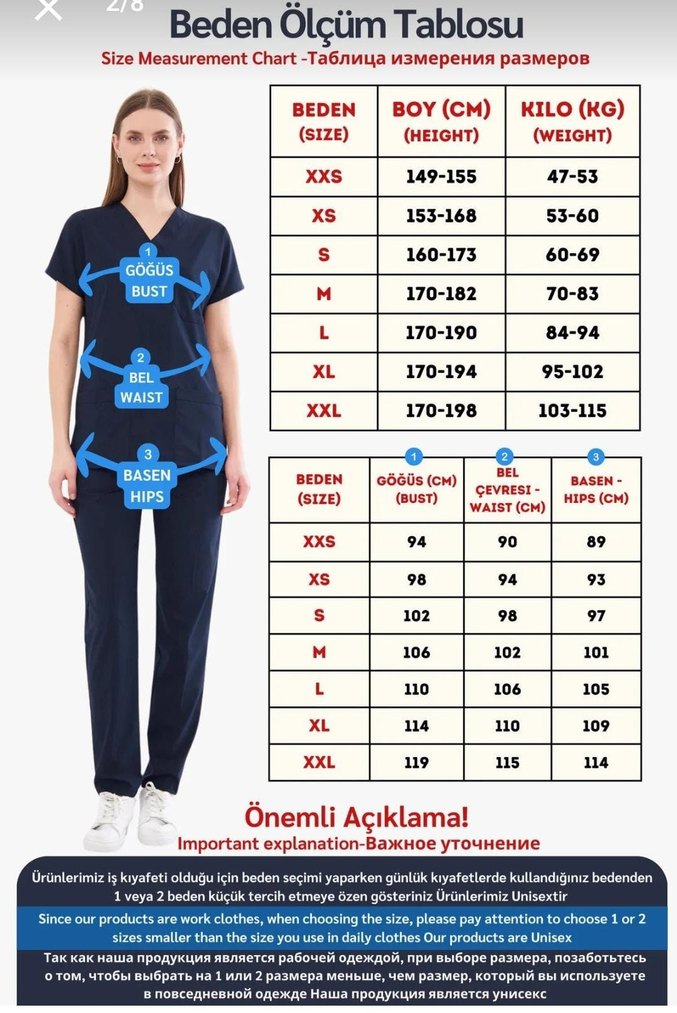 Siyah V Yaka Hastane Üniforma - Görsel 3