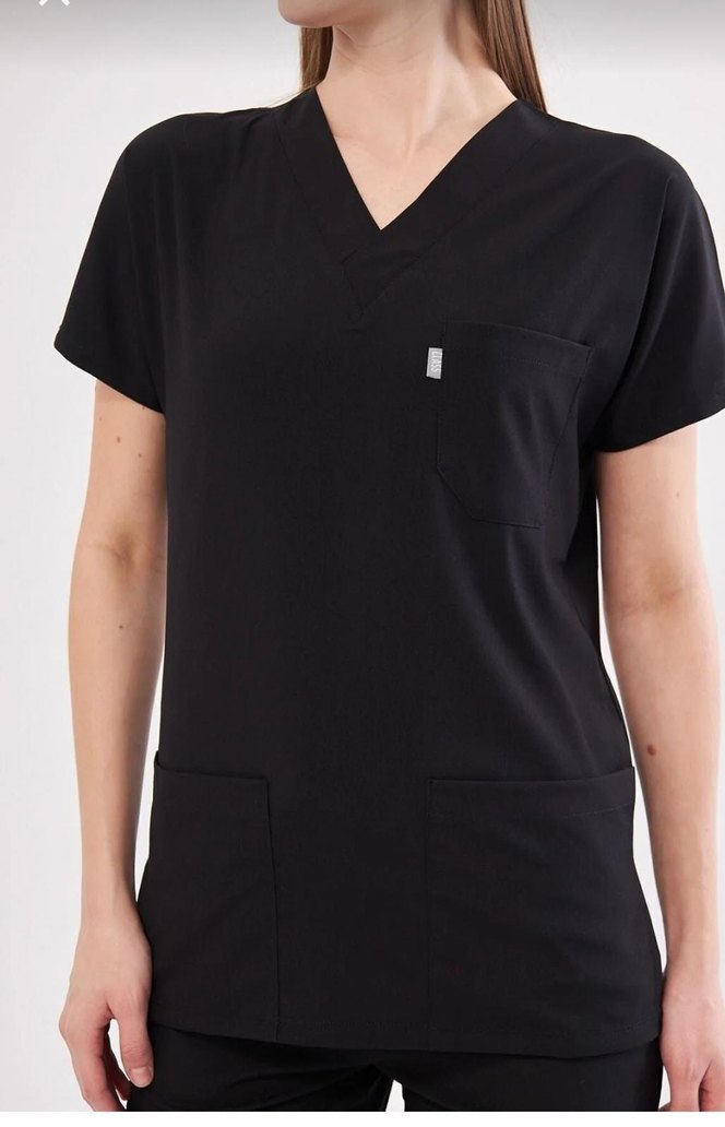 Siyah V Yaka Hastane Üniforma - Görsel 2