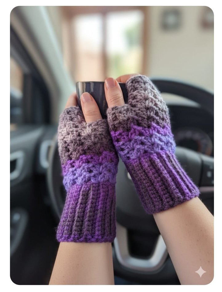 Bohem Mor Örgü Eldiven ve Bere Seti - Görsel 5