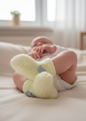 Açık yeşil Örgü Bebek Patik - Görsel 2