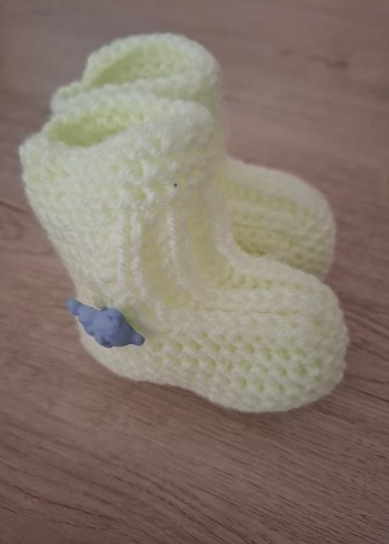 Açık yeşil Örgü Bebek Patik - Görsel 4