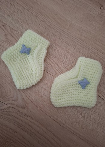 Açık yeşil Örgü Bebek Patik - Görsel 6