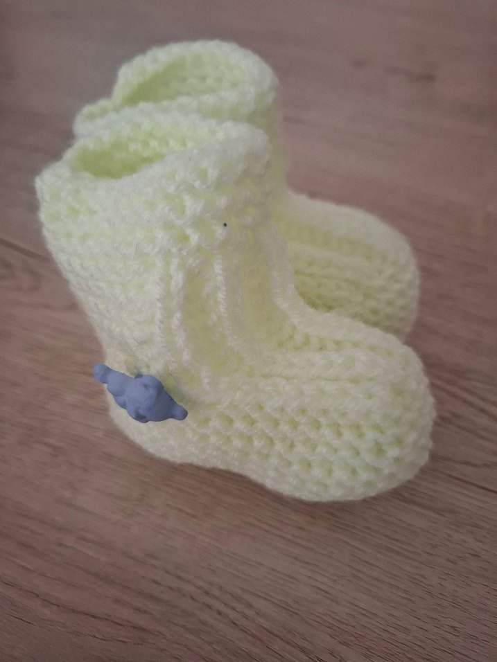 Açık yeşil Örgü Bebek Patik - Görsel 4