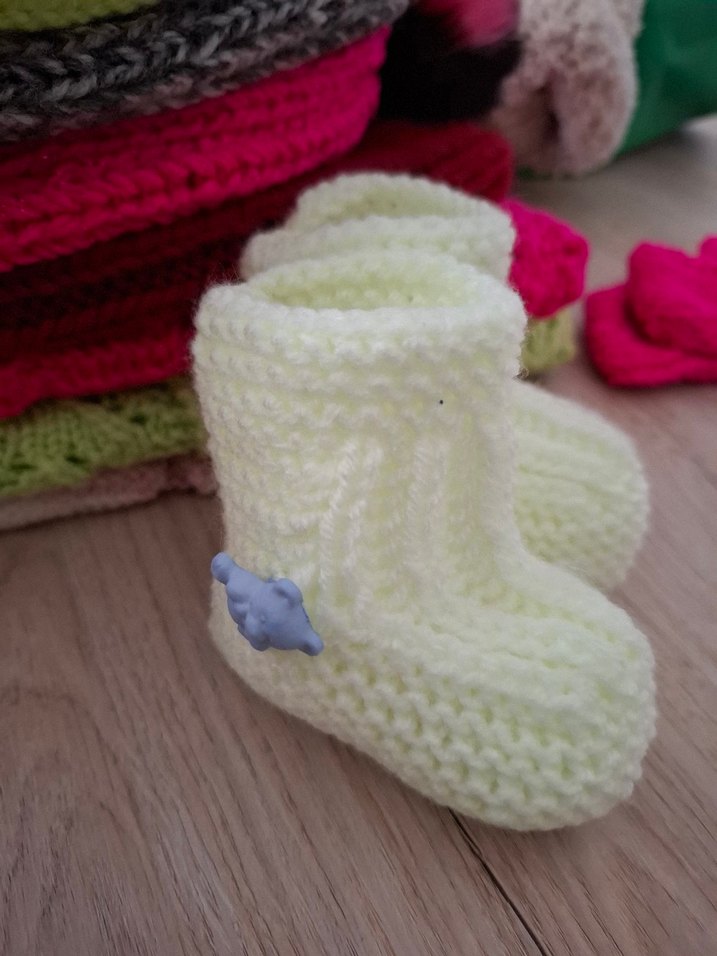 Açık yeşil Örgü Bebek Patik - Görsel 5