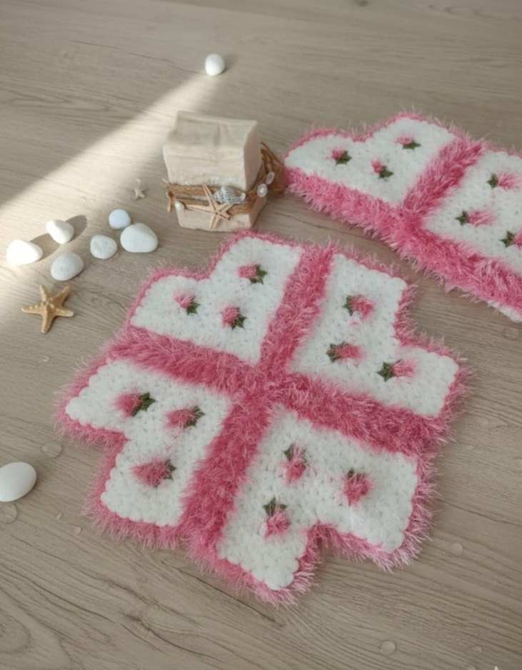 Nakışlı Pembe Banyo Lifi - Görsel 3