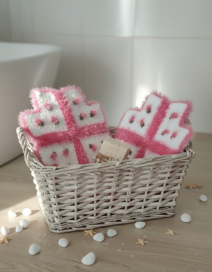 Nakışlı Pembe Banyo Lifi - Görsel 4