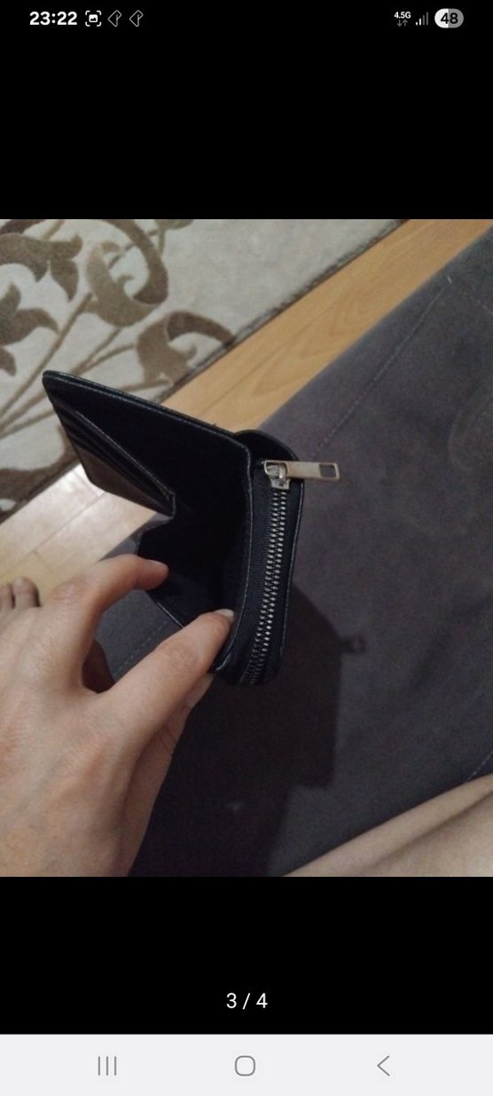 Nakışlı ve Boncuklu Siyah Deri Kadın cüzdan - Görsel 3