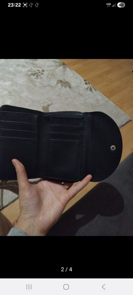 Nakışlı ve Boncuklu Siyah Deri Kadın cüzdan - Görsel 2