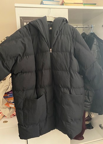 Siyah Midi Kadın Kışlık Oversize Mont