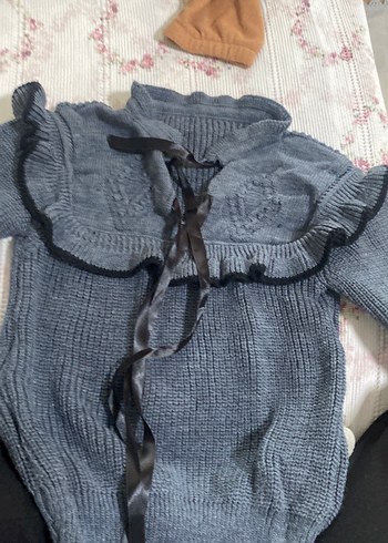 Gri Örgü Kadın Kazak, Yakalı, Uzun Kollu
