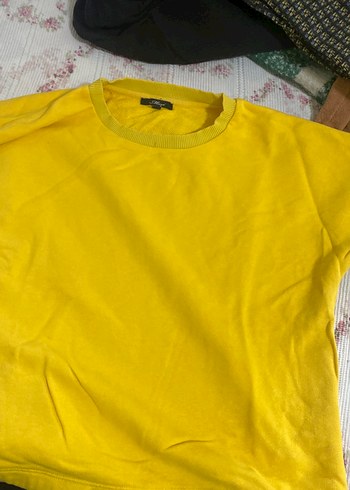 Sarı Kadın Kısa Kollu Sweatshirt