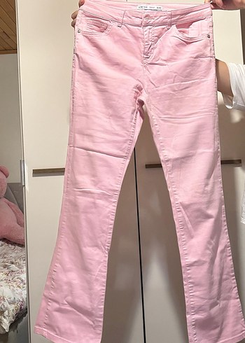 Pembe Midi Bağcıklı Kadın Kumaş Pantolon