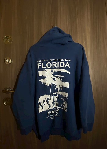 American Vintage Florida Mavi Kapüşonlu Fermuarlı Sweatshirt - Görsel 3