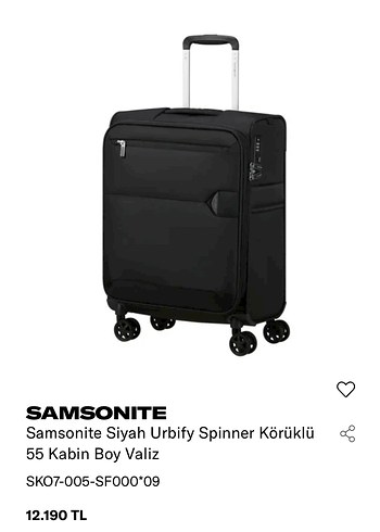 Samsonite Siyah Kabin Boy Valiz