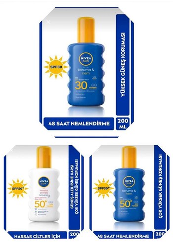 Nivea Sun Koruma ve Nem SPF 30-50, 200 ml