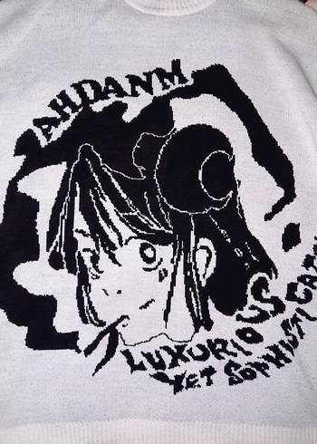 Gri Baskılı Uzun Kollu Triko Kadın Kazak - Görsel 2