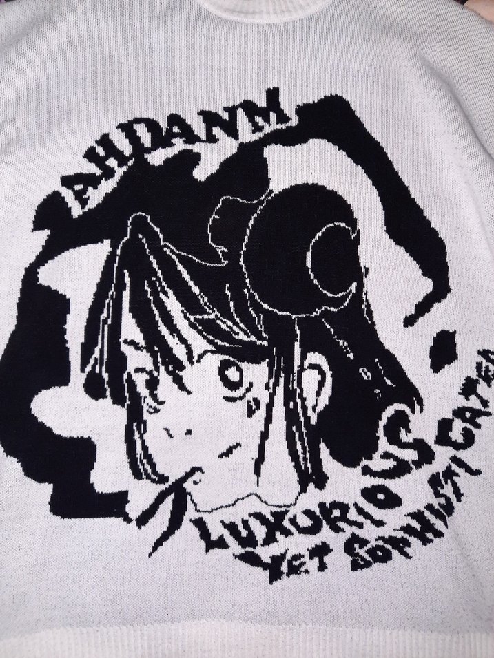 Gri Baskılı Uzun Kollu Triko Kadın Kazak - Görsel 2