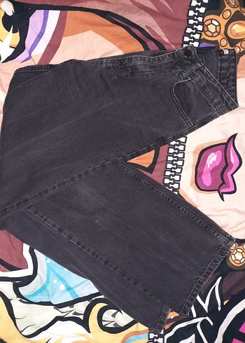 Siyah Bol Kesim Kadın Kot Pantolon - Görsel 3