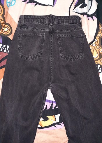 Siyah Bol Kesim Kadın Kot Pantolon - Görsel 2