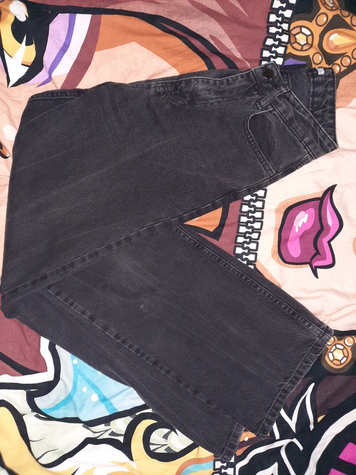 Siyah Bol Kesim Kadın Kot Pantolon - Görsel 3