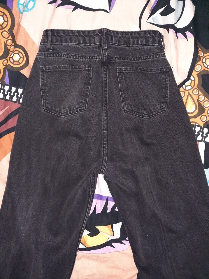 Siyah Bol Kesim Kadın Kot Pantolon - Görsel 2