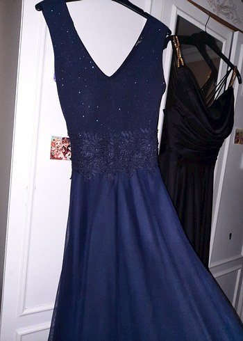 Lacivert-Siyah Uzun Abiye Elbise - Görsel 9