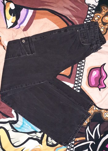 Kadın Siyah Bağcıklı Loose Fit Denim Pantolon - Görsel 3