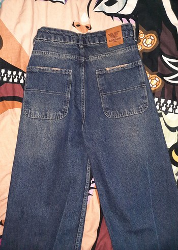 Kadın Mavi Bol Kesim Kot Pantolon - Görsel 2