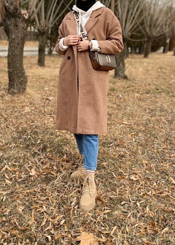 Zara Sokak Stili Camel Kadın Kaban