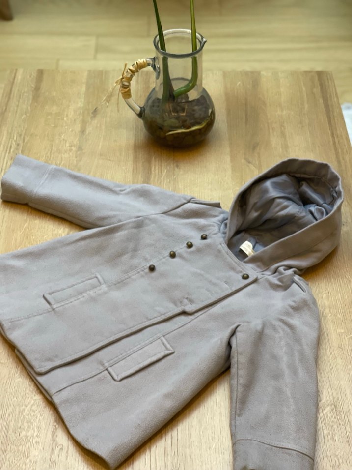 Gri bebek kaban#kaşe bebek mont - Görsel 2