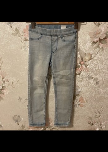 Kız Çocuk Gri Denim Dar Paça Pantolon